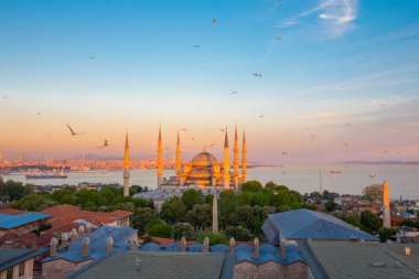 Mavi Camii (Sultanahmet Camii), Boğaziçi ve Anadolu Yakası manzarası, Istanbul, Türkiye