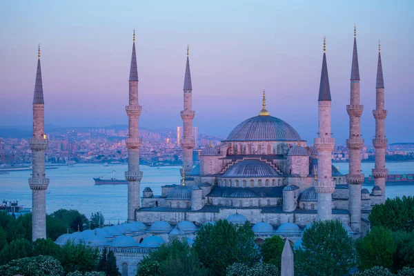 Mezquita Azul Sultanahmet Camii Bósforo Horizonte Lateral Asiático Estambul Turquía — Foto de Stock