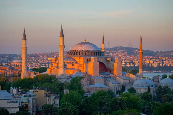 Beautiful View Hagia Sophia Istanbul Turkey Top View Sunset Stock Picture