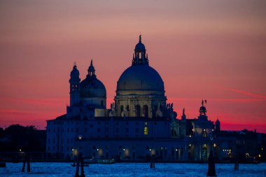 İtalya güzelliği, Venedik 'in panoramatik manzarası günbatımı, Venedik, Venezuela