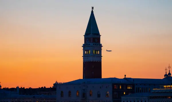 Włochy Piękno Panoramiczny Widok Zachód Słońca Wenecji Wenecja Wenecja — Zdjęcie stockowe