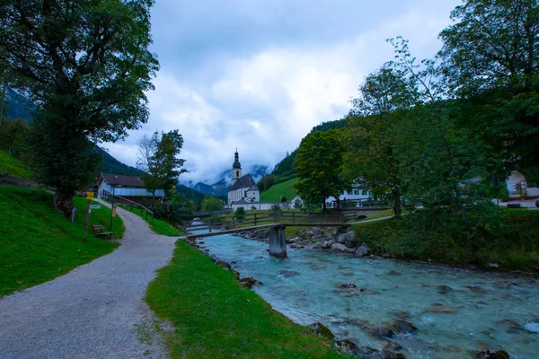 Berchtesgaden National Park, Germany. Parish Church of St. Sebastian in the village of Ramsau