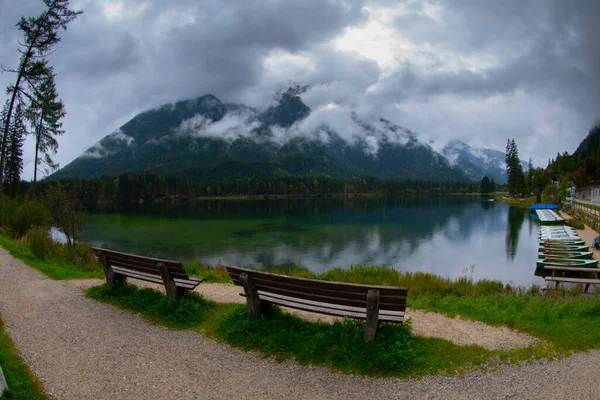 Jezioro Hintersee Alpach Bawarskich Ramsau Niemczech — Zdjęcie stockowe