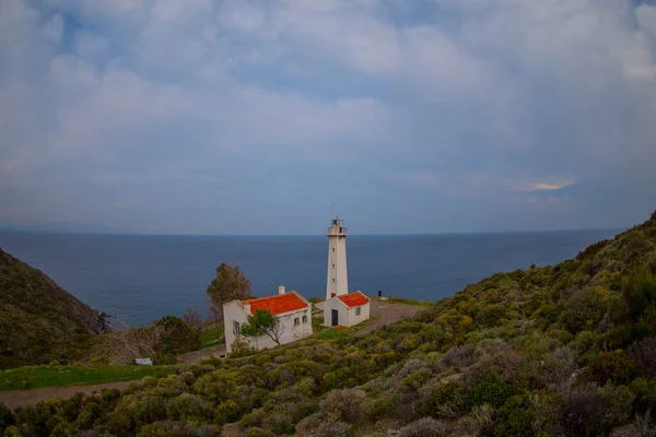 Sarpincik Lighthouse Located Karaburun Peninsula West Izmir Bay — Stock Photo, Image