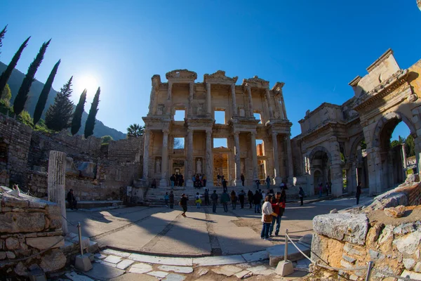 Bibliothèque Celsus Ephèse Turquie Ancien Éphèse Contient Grande Collection Ruines — Photo