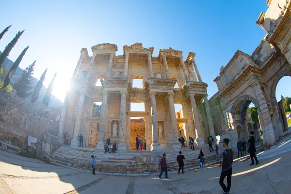 Bibliothèque Celsus Ephèse Turquie Ancien Éphèse Contient Grande Collection Ruines — Photo