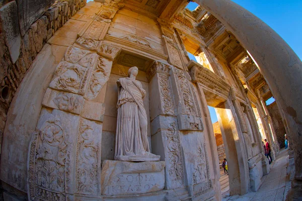 Biblioteka Celsusa Efezie Turcja Starożytny Efez Zawiera Największą Kolekcję Rzymskich — Zdjęcie stockowe