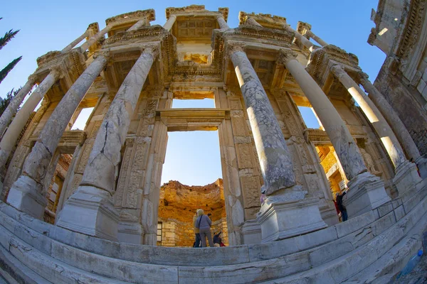 Bibliotheek Van Celsus Efeze Turkije Het Oude Efeze Bevat Grootste — Stockfoto