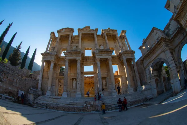Celsus Bibliotek Efesos Turkiet Forntida Efesos Innehåller Den Största Samlingen — Stockfoto