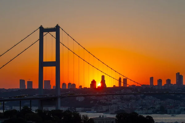 Impressionante Vista Panoramica Sul Bosforo Istanbul Tramonto Istanbul Bosphorus Bridge — Foto Stock