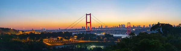 Vista Panorâmica Impressionante Bósforo Istambul Pôr Sol Ponte Bósforo Istambul — Fotografia de Stock