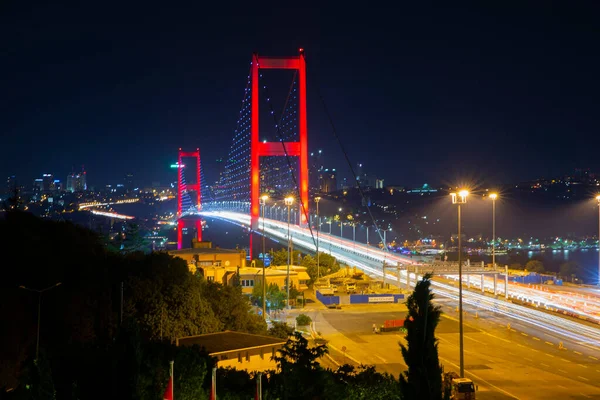 Úžasný Panoramatický Výhled Istanbul Bosphorus Při Západu Slunce Most Istanbul — Stock fotografie