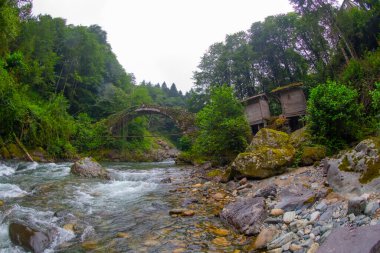 Gizli bir yere gizlenmiş güzel bir taş köprü..