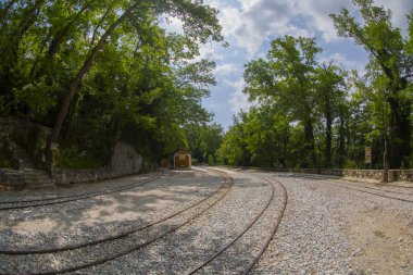 The old train station on Ano Lechonia, Volos, Greece .