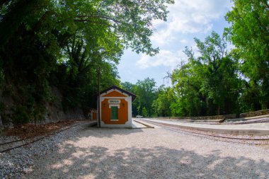 The old train station on Ano Lechonia, Volos, Greece .