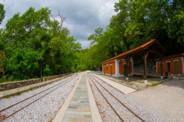 The old train station on Ano Lechonia, Volos, Greece .