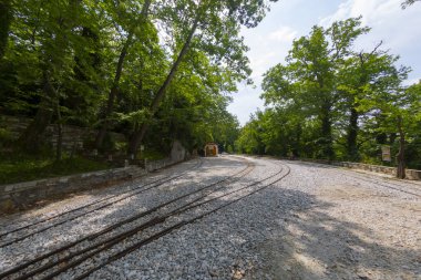The old train station on Ano Lechonia, Volos, Greece .
