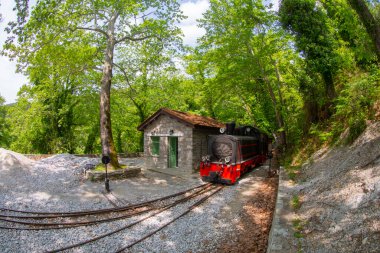 The old train station on Ano Lechonia, Volos, Greece .