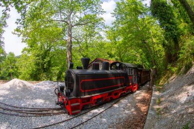 The old train station on Ano Lechonia, Volos, Greece .