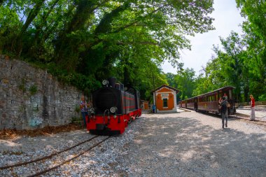 The old train station on Ano Lechonia, Volos, Greece .