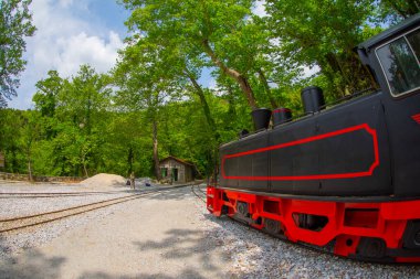 The old train station on Ano Lechonia, Volos, Greece .