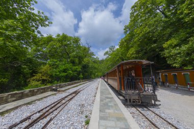 The old train station on Ano Lechonia, Volos, Greece .