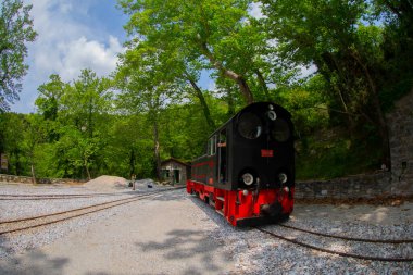The old train station on Ano Lechonia, Volos, Greece .