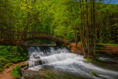 A bridge over the river in Vrelo Bosne park in Bosnia Herzegovina
