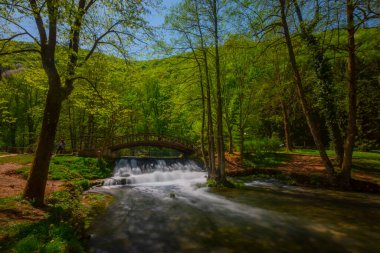A bridge over the river in Vrelo Bosne park in Bosnia Herzegovina