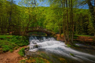 A bridge over the river in Vrelo Bosne park in Bosnia Herzegovina