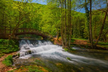 A bridge over the river in Vrelo Bosne park in Bosnia Herzegovina