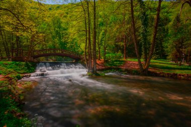 A bridge over the river in Vrelo Bosne park in Bosnia Herzegovina