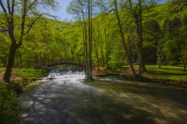 A bridge over the river in Vrelo Bosne park in Bosnia Herzegovina