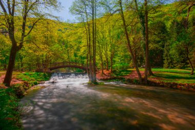 A bridge over the river in Vrelo Bosne park in Bosnia Herzegovina