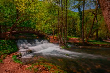 A bridge over the river in Vrelo Bosne park in Bosnia Herzegovina