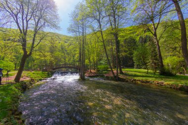 A bridge over the river in Vrelo Bosne park in Bosnia Herzegovina
