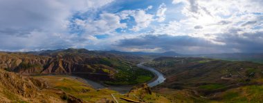 The natural rock structure of the Palu Valley and the view of the Murat river. Elazig, Turkey