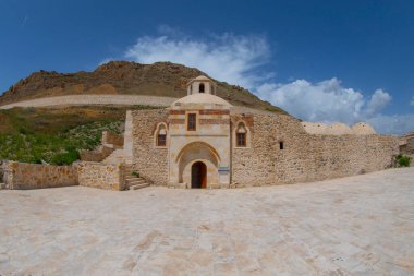 The natural rock structure of the Palu Valley and the view of the Murat river. Elazig, Turkey