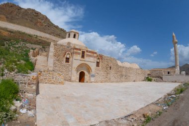 The natural rock structure of the Palu Valley and the view of the Murat river. Elazig, Turkey