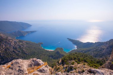 Noon hours on the lush, rugged mountainous coastline near Fethiye and Butterfly Valley, (yediburunlar bay) Turkey