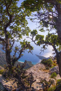 Noon hours on the lush, rugged mountainous coastline near Fethiye and Butterfly Valley, (yediburunlar bay) Turkey