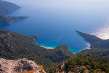 Noon hours on the lush, rugged mountainous coastline near Fethiye and Butterfly Valley, (yediburunlar bay) Turkey