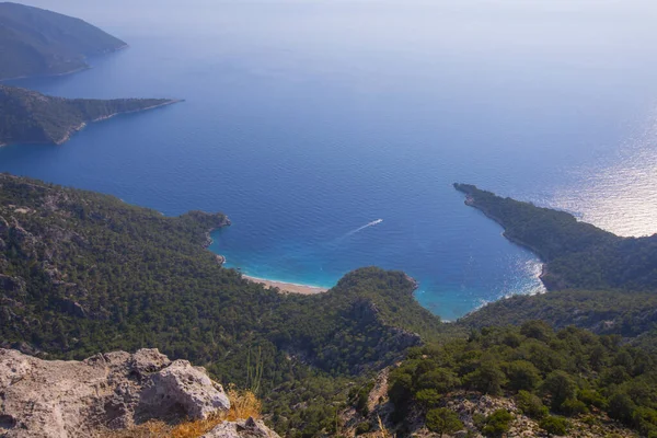 Noon hours on the lush, rugged mountainous coastline near Fethiye and Butterfly Valley, (yediburunlar bay) Turkey