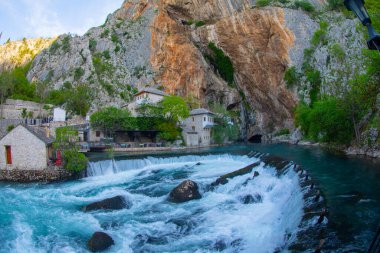 Beautiful village Blagaj and waterfall on Buna spring and waterfall in Bosnia and Herzegovina