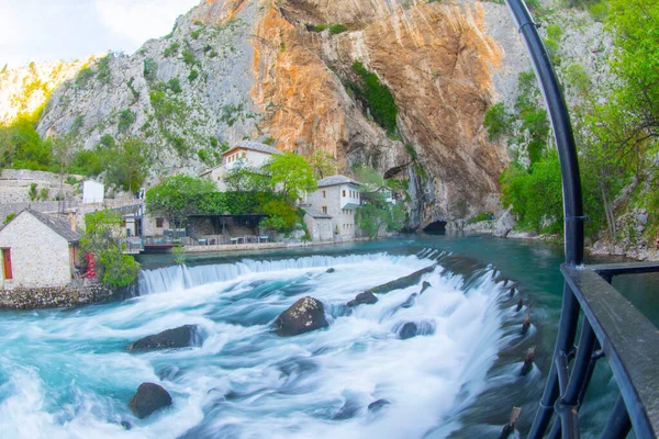 Beautiful village Blagaj and waterfall on Buna spring and waterfall in Bosnia and Herzegovina