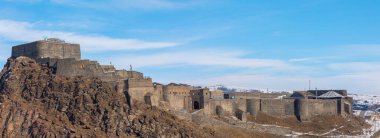 Aerial panorama view of Kars city center