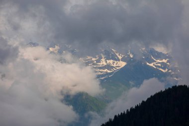 Beautiful panorama of snow-capped Kackar Mountains. Landscape photo shot at The Kackar Mountains located in the Eastern Black Sea Region of Turkey.