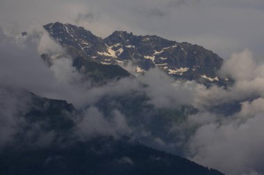 Beautiful panorama of snow-capped Kackar Mountains. Landscape photo shot at The Kackar Mountains located in the Eastern Black Sea Region of Turkey.