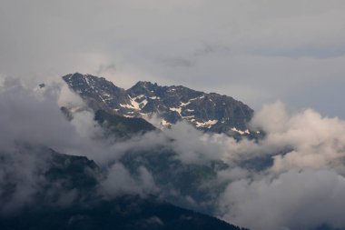 Beautiful panorama of snow-capped Kackar Mountains. Landscape photo shot at The Kackar Mountains located in the Eastern Black Sea Region of Turkey.
