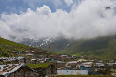 Avusor Plateau and Kackar Mountains with blue cloudy sky background .Rize .Turkey